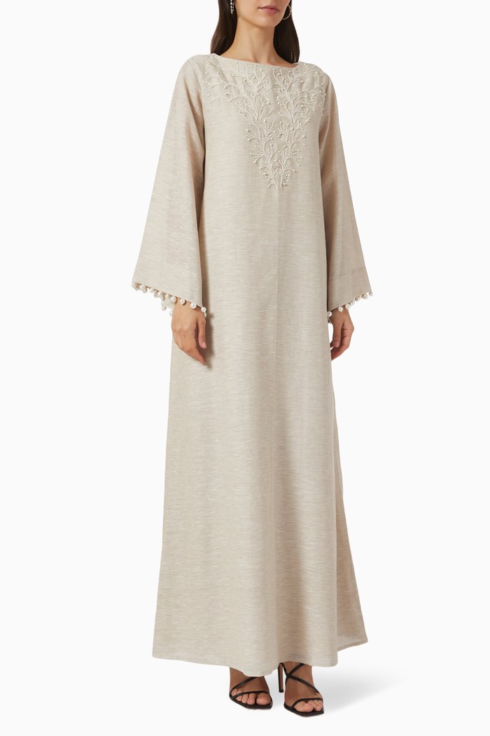 Embroidered Kaftan, Neutral