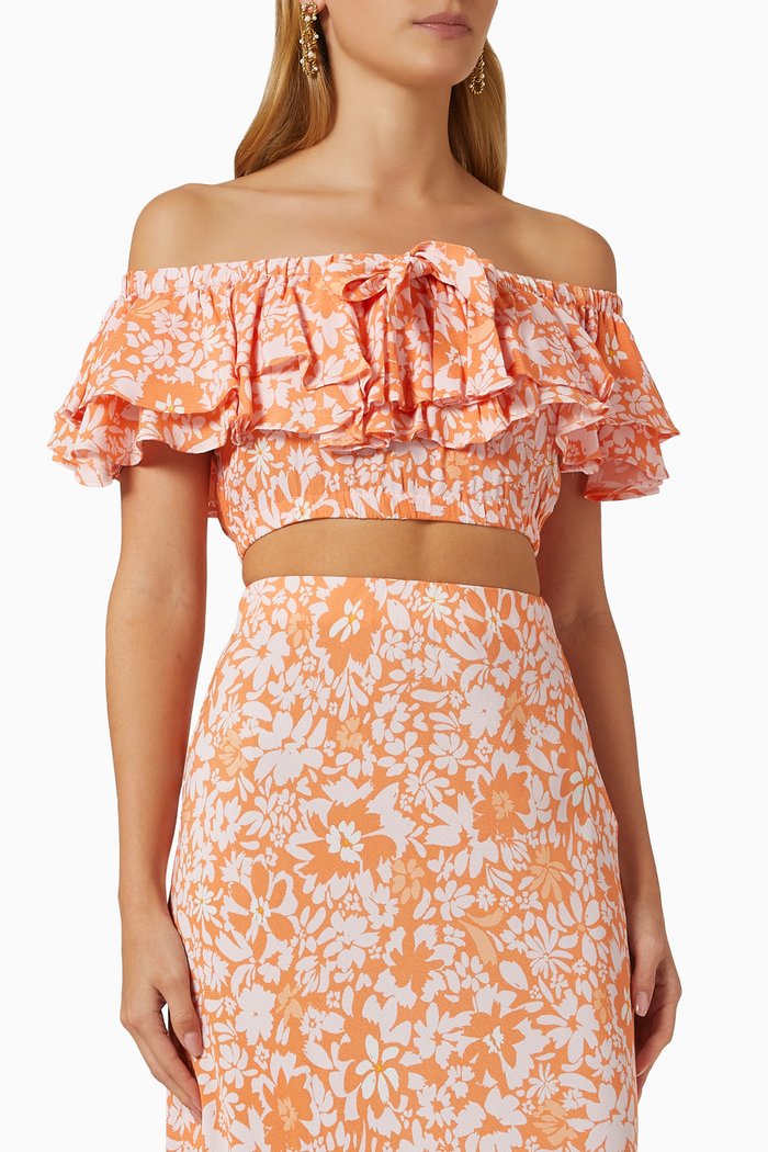 Marli Crop Top in Viscose, Orange