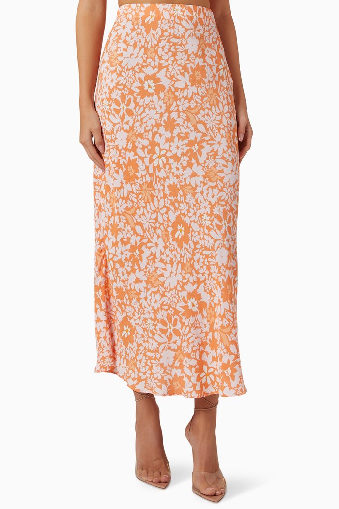 

Marli Midi Skirt in Viscose, Orange
