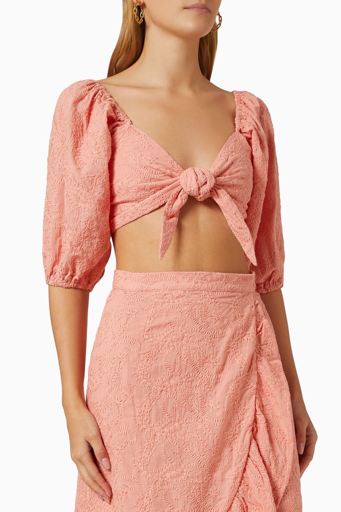 

Geneva Crop Top in Cotton, Red