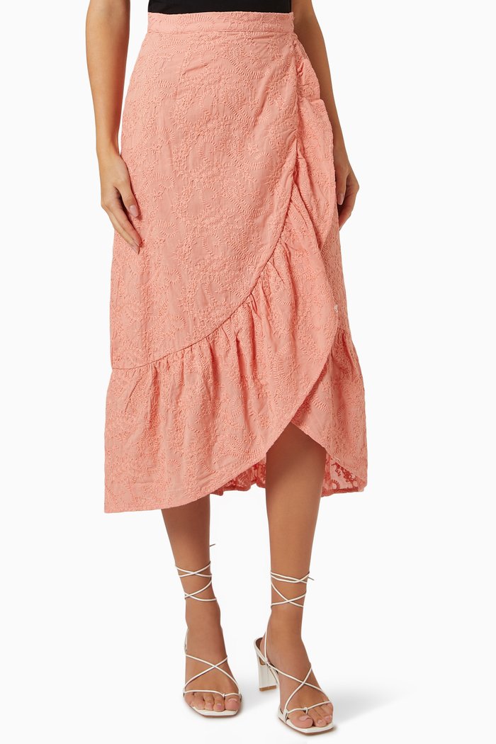 

Geneva Midi Skirt in Cotton, Red