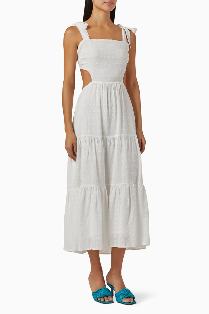 Whitewash Midi Dress in Cotton, White