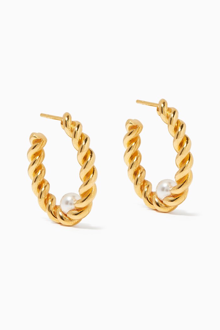 

Twisted Wire Hoop Earrings in 18kt Gold-plated Brass