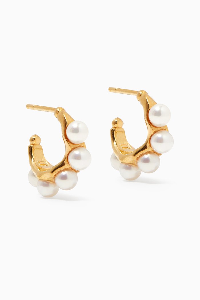 

Mini Pearl Hoop Earrings in 18kt Gold-plated Brass