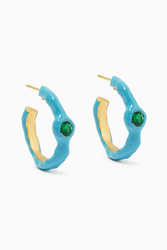 

Feminine Waves Earrings in 18kt Gold-plated Brass, Blue