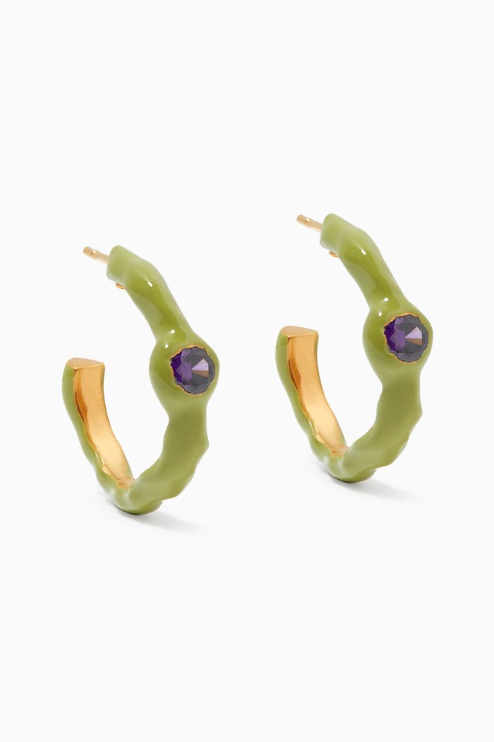 

Feminine Waves Earrings in 18kt Gold-plated Brass, Green
