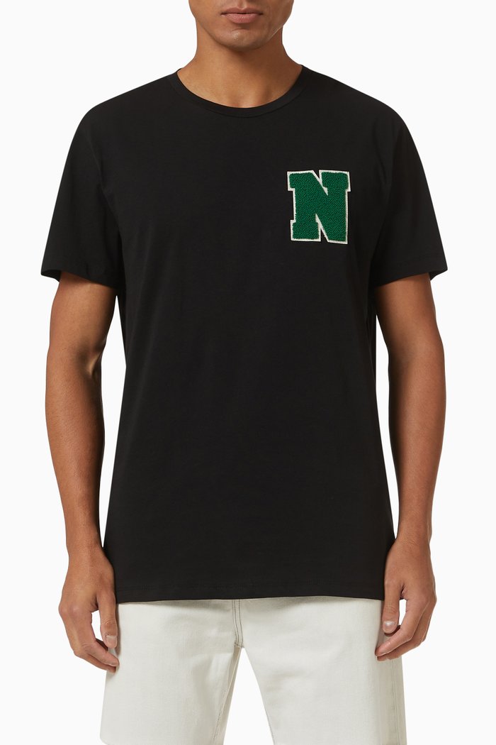 

Huntington Varsity T-shirt in Cotton Jersey, Black