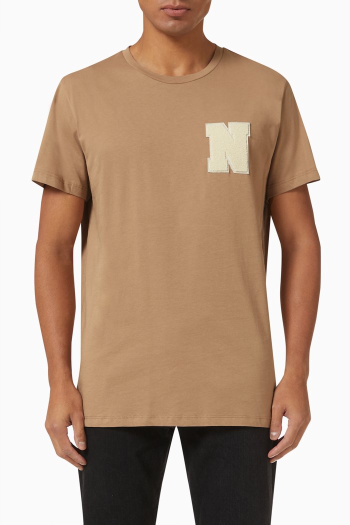 

Huntington Varsity T-shirt in Cotton Jersey, Brown
