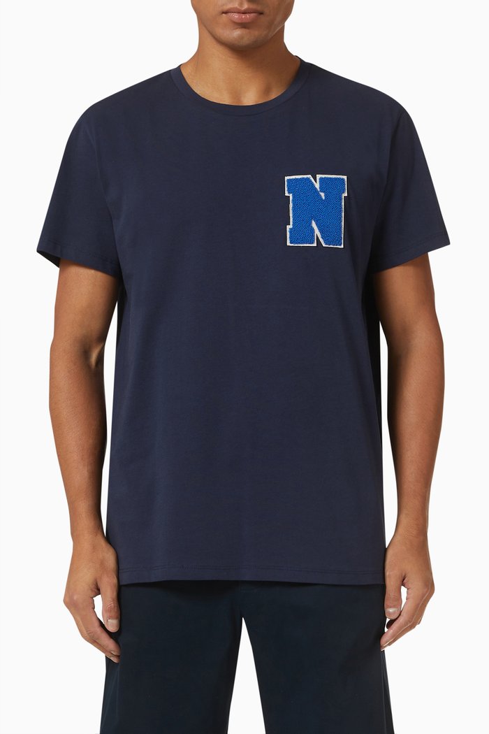 

Huntington Varsity T-shirt in Cotton Jersey, Blue