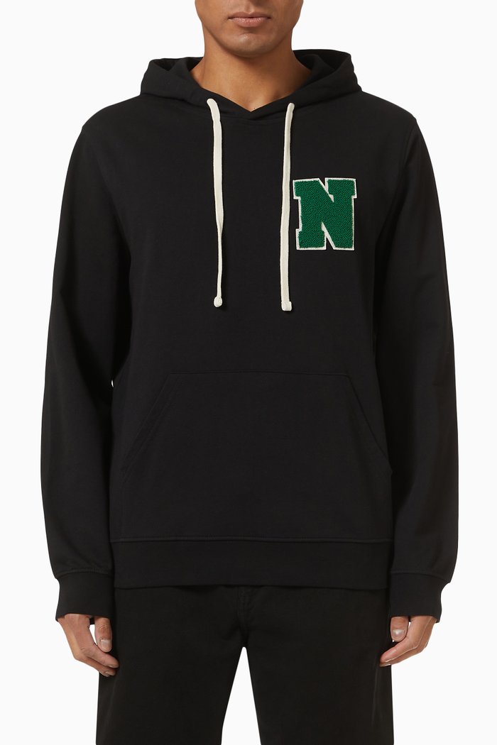 

Varsity Hoodie in Cotton, Black