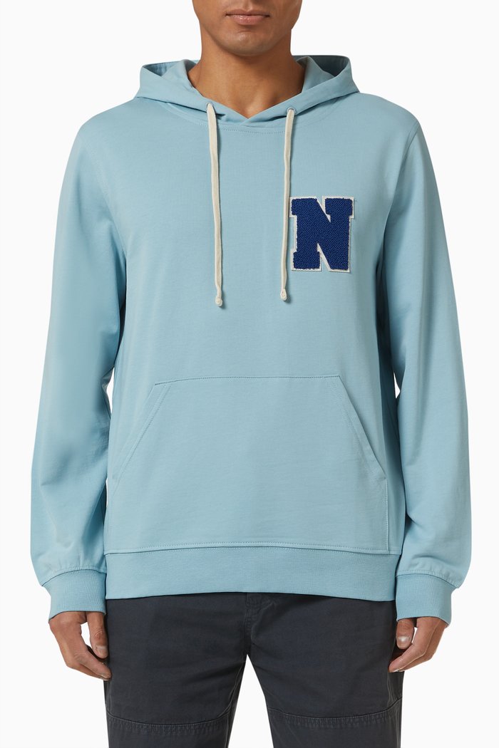 

Varsity Hoodie in Cotton, Blue