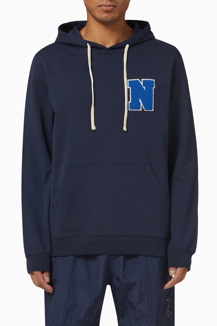 

Varsity Hoodie in Cotton, Blue