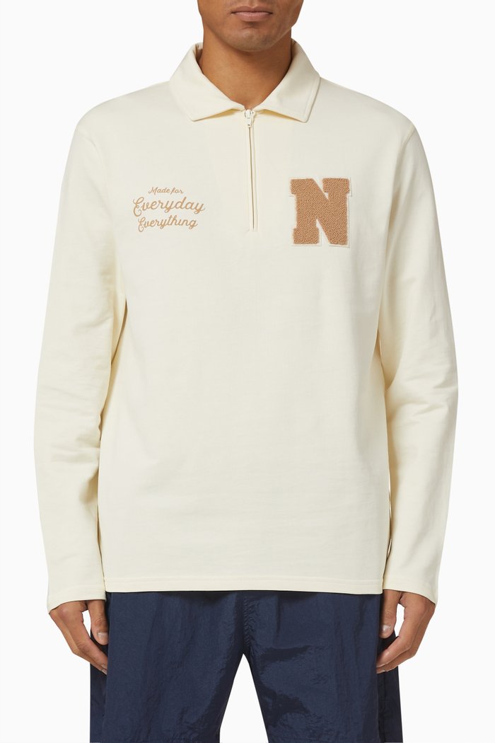 

Varsity Zip-Through Sweatshirt in Cotton, Neutral
