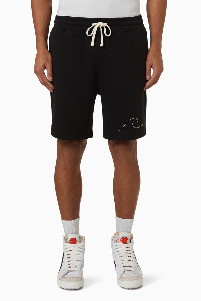 

Wave Sweat Shorts in Cotton, Black