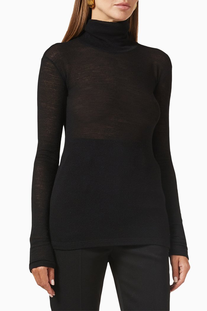 

Turtleneck in Wool-jersey, Black