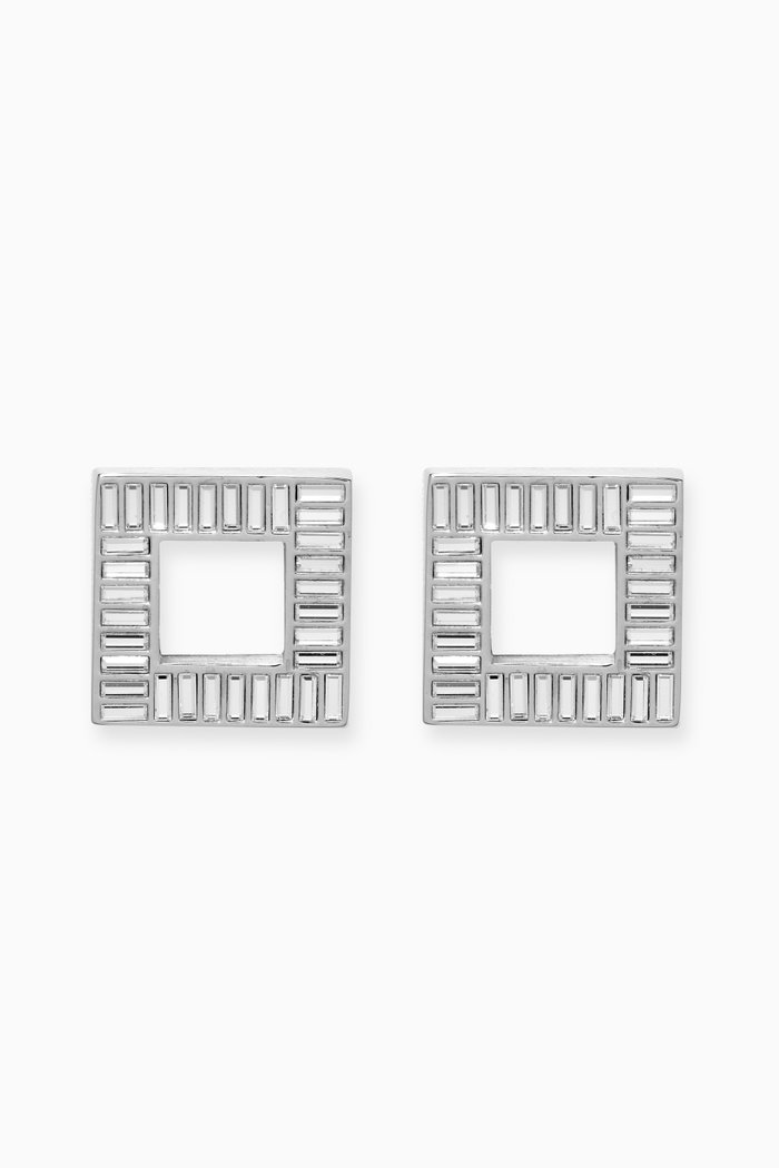 

Rhinestone Baguette Earrings in Metal, Silver