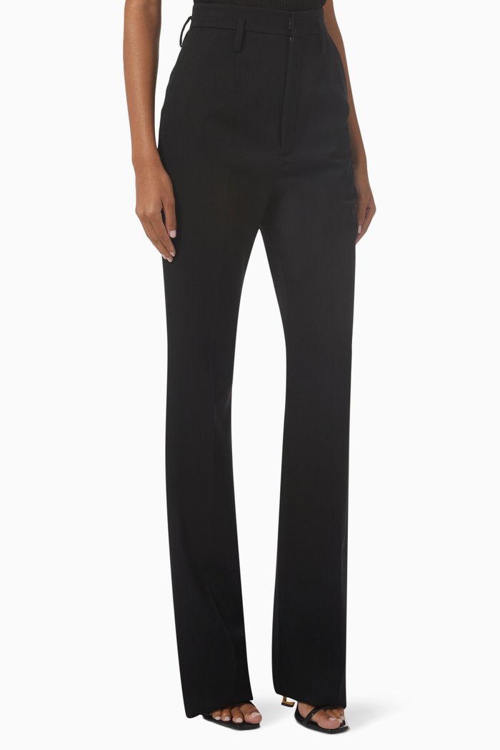 

High-rise Pants in Virgin Wool, Black