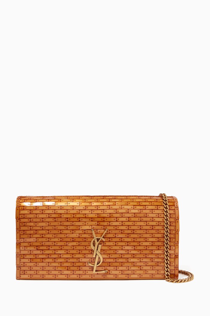 

Kate Supple 99 Chain Shoulder Bag in Fabric & Leather, Brown