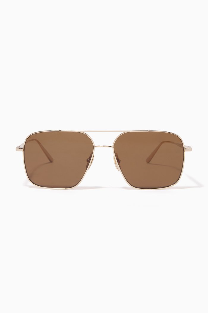 

Aviator Sunglasses in Stainless Steel, Brown