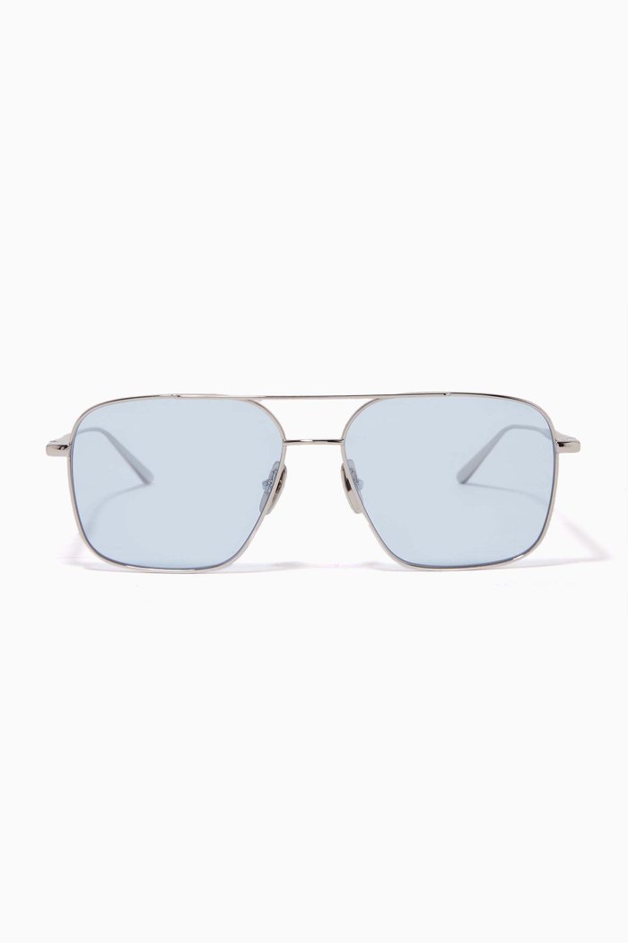 

Aviator Sunglasses in Stainless Steel, Blue