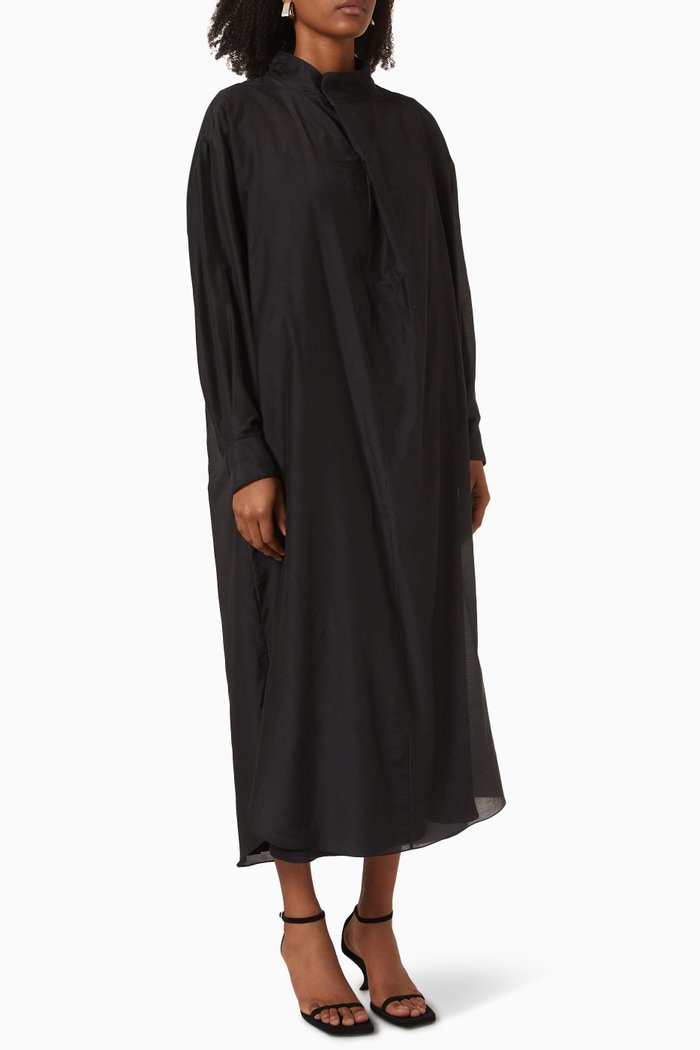

Atla Dress in Cotton & Silk, Black