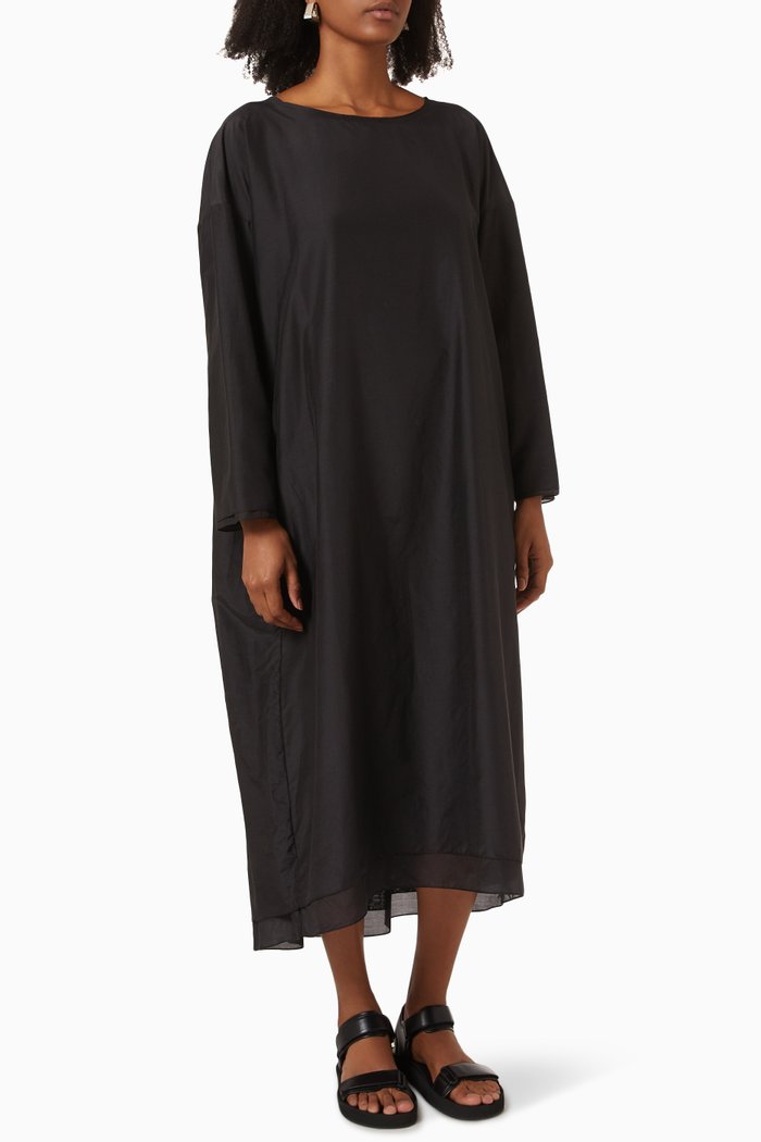 

Pamula Dress in Cotton & Silk, Black