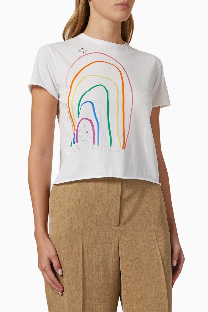 

Rainbow Top in Cotton Jersey, White