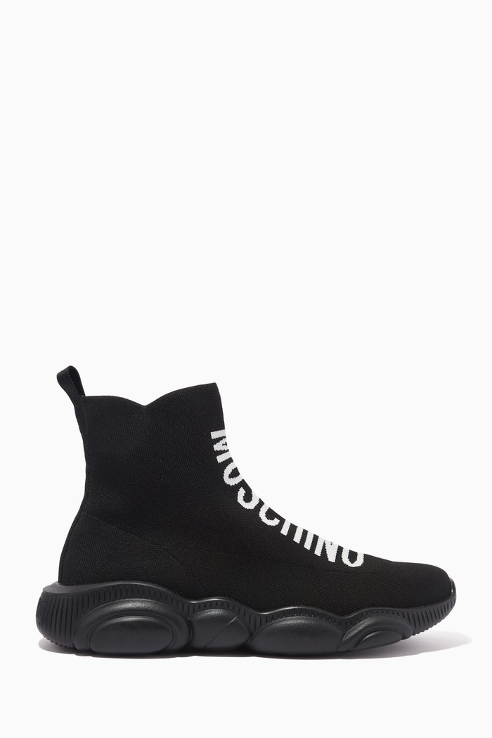 

Teddy High Sock Sneakers in Nylon, Black
