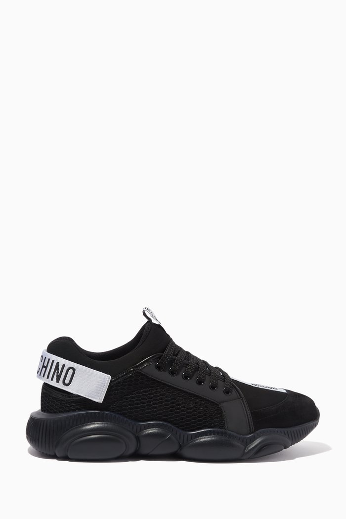 

Teddy Sneakers in Mesh and Leather, Black