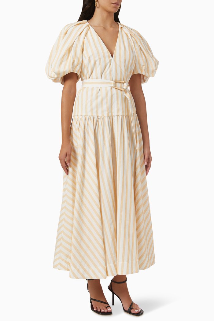 

Warner Flared Midi Dress in Cotton, Yellow
