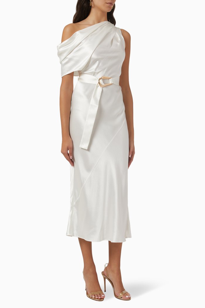 

Boise Midi Dress in Satin, Neutral
