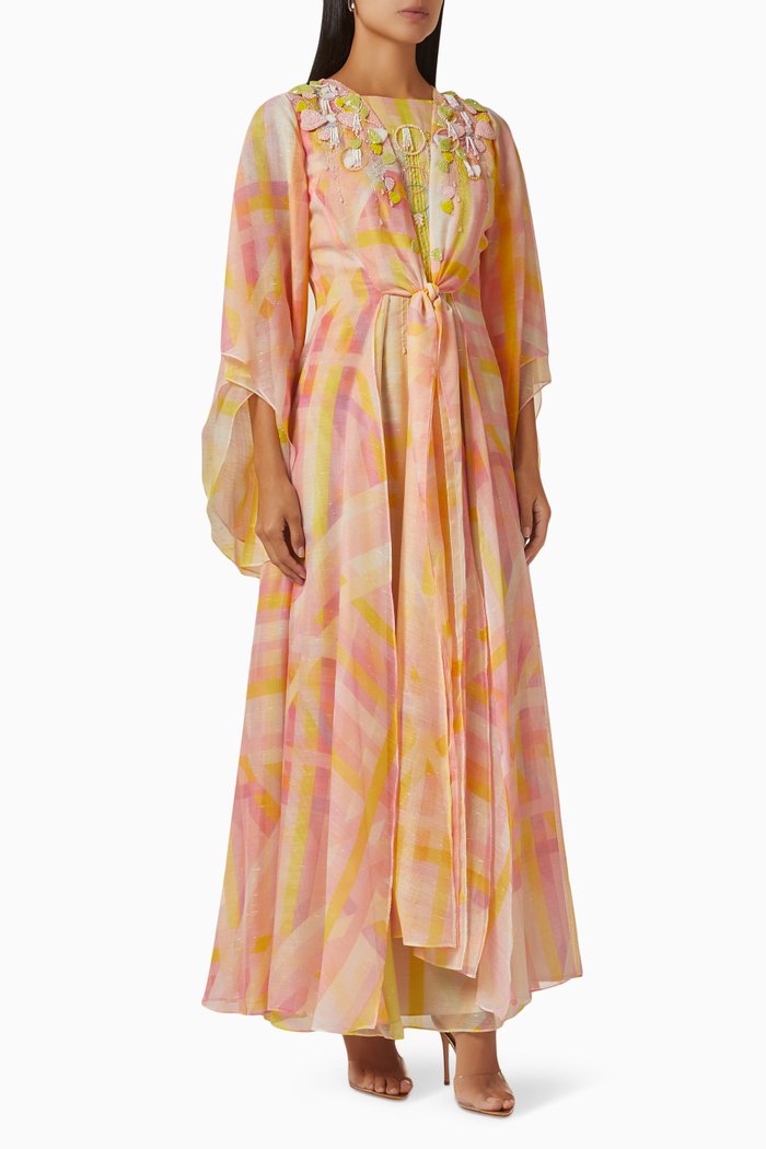 

Dream Catcher Embroidered Dress in Linen, Pink