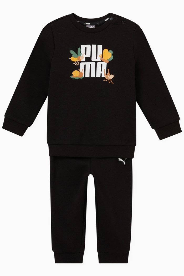 

Small World Tracksuit Set in French Terry, Black