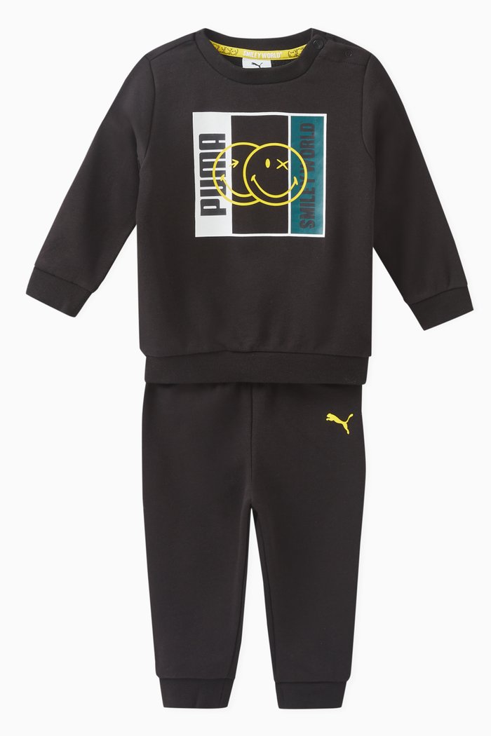 

x SW Minicat Crew Jogger Set in Stretch Cotton, Black