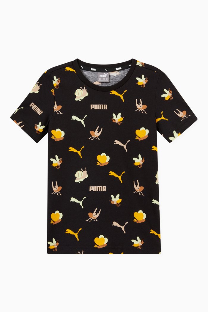 

All-over Graphic Small World T-shirt in Cotton-jersey, Black