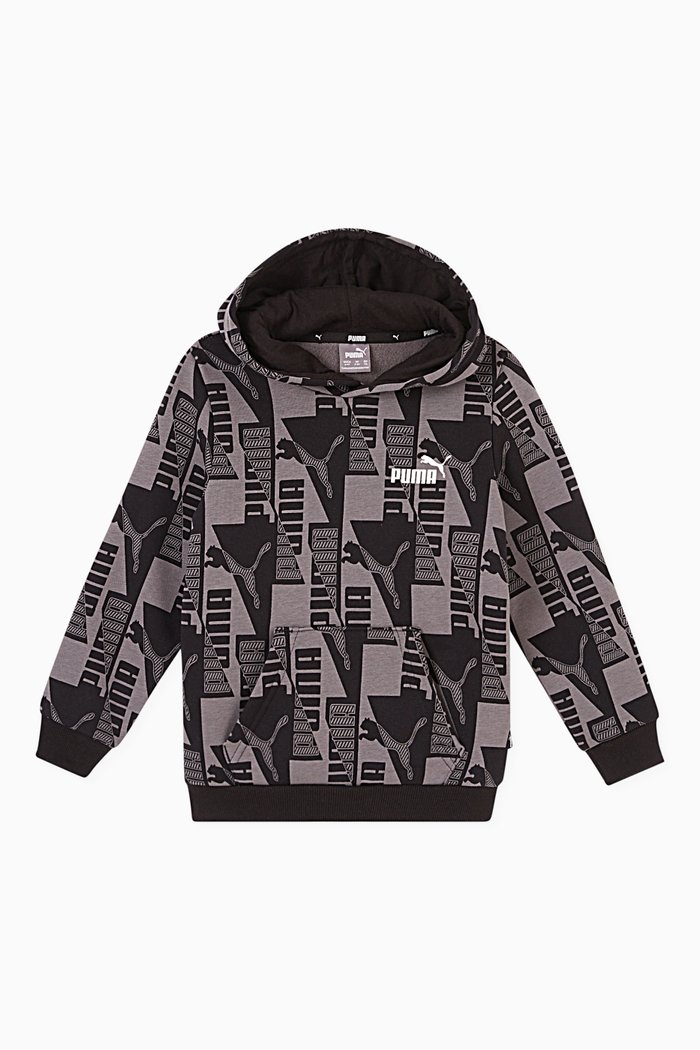 

All-over Printed Puma Power Hoodie in Cotton-blend, Black