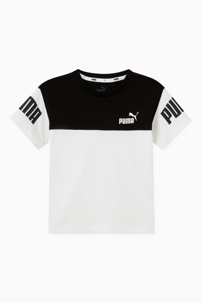 

Puma Power Colour-block T-shirt in Cotton Jersey, White