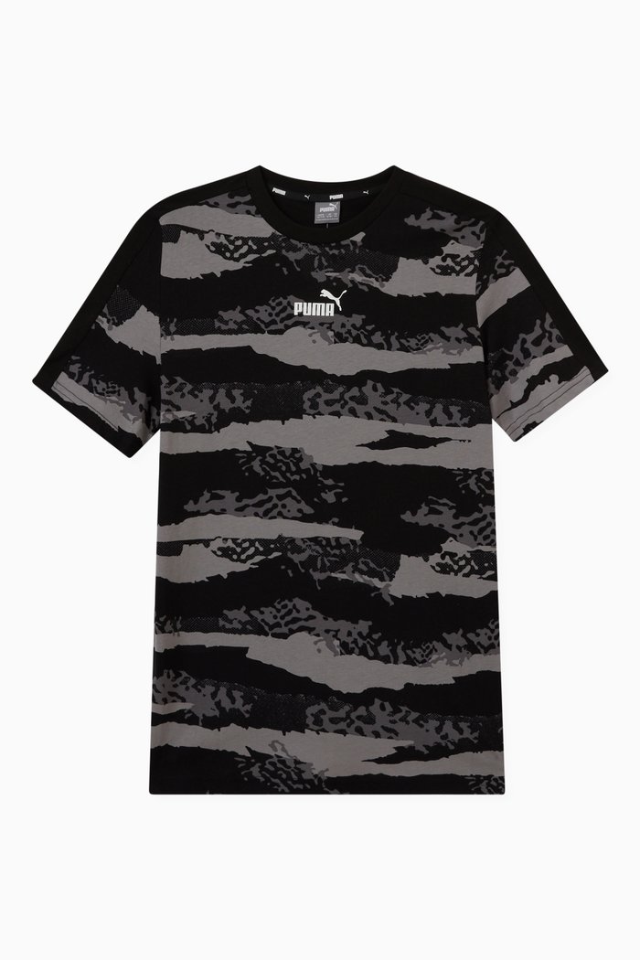 

Alpha Allover Print T-shirt in Cotton Jersey, Black