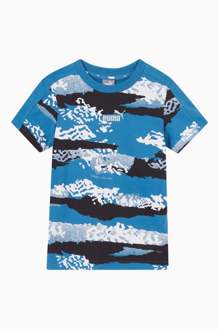 

Alpha All-over Print T-shirt in Cotton-jersey, Blue