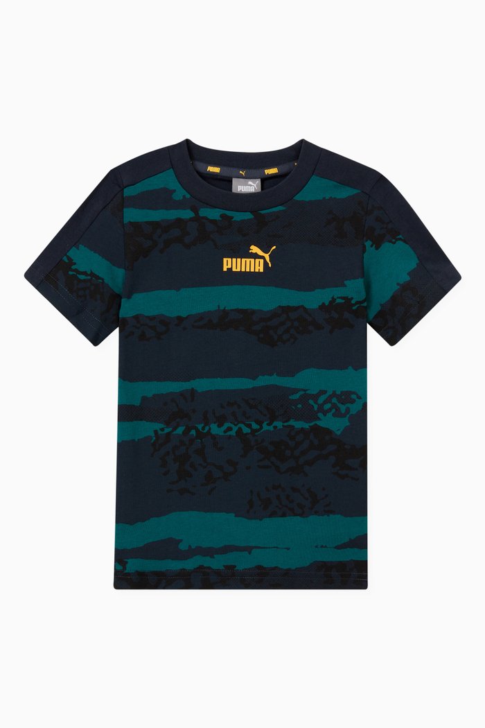 

Alpha Allover Print T-shirt in Cotton Jersey, Blue