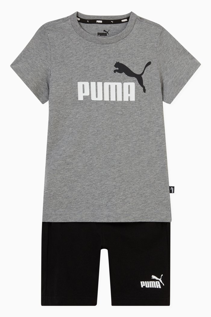 

Logo-print T-shirt & Shorts Set in Cotton-jersey, Grey