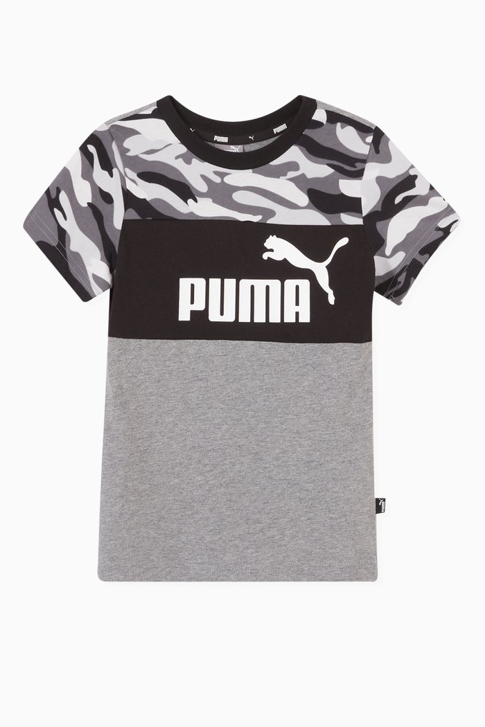 

Camo-print Logo T-shirt in Cotton-jersey, Black
