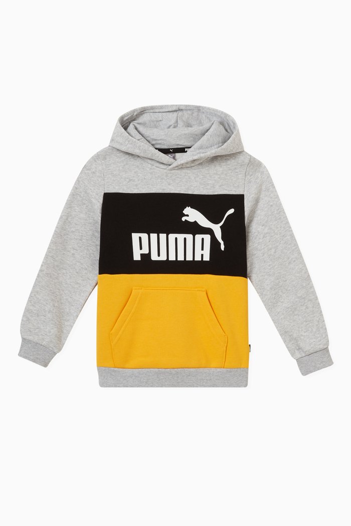 

Essentials Colour-block Logo Hoodie in Recycled Cotton-blend, Grey