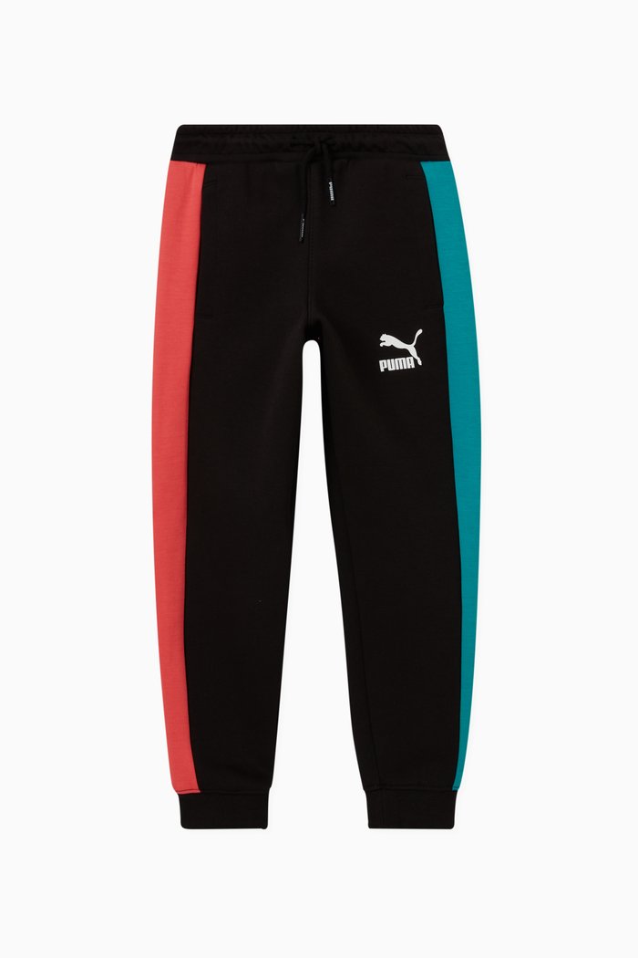 Iconic T7 Colour-block Sweatpants in Cotton-blend, Black