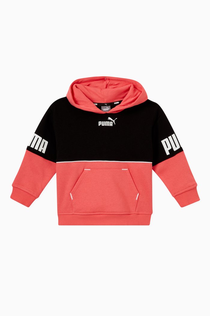 

Puma Power Colour-block Hoodie in Cotton Terry, Orange