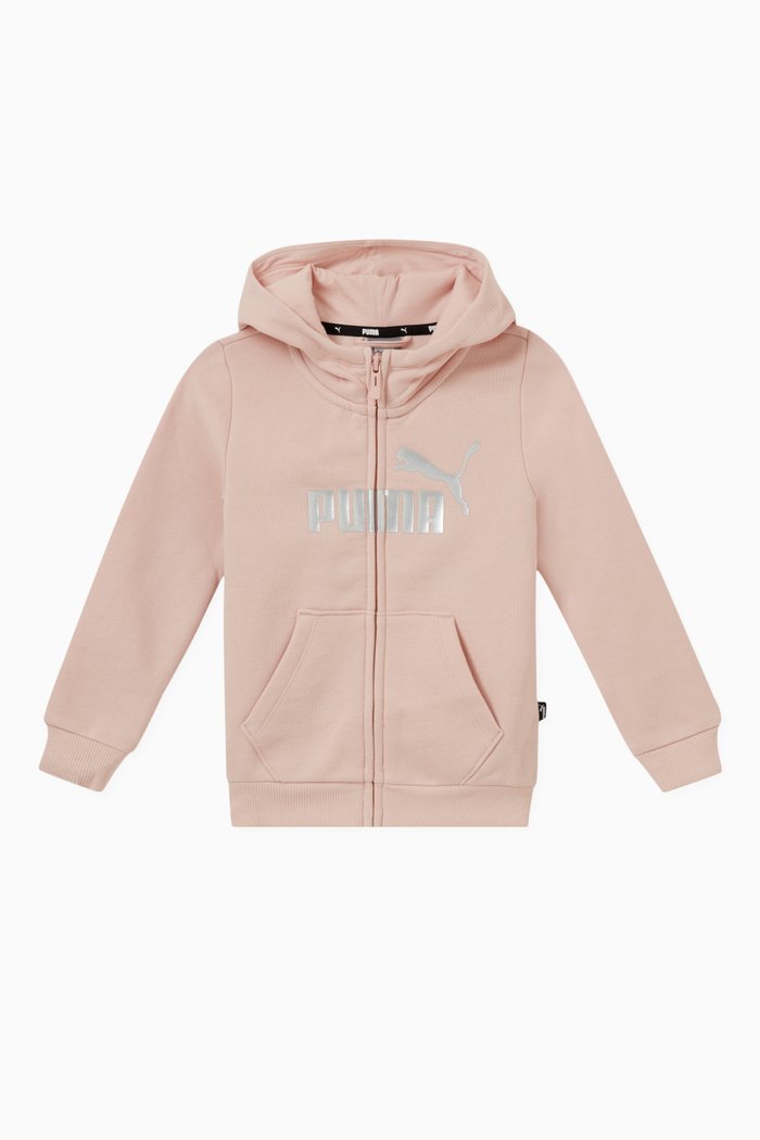 

Essential Logo Zip Hoodie in Cotton Terry, Pink