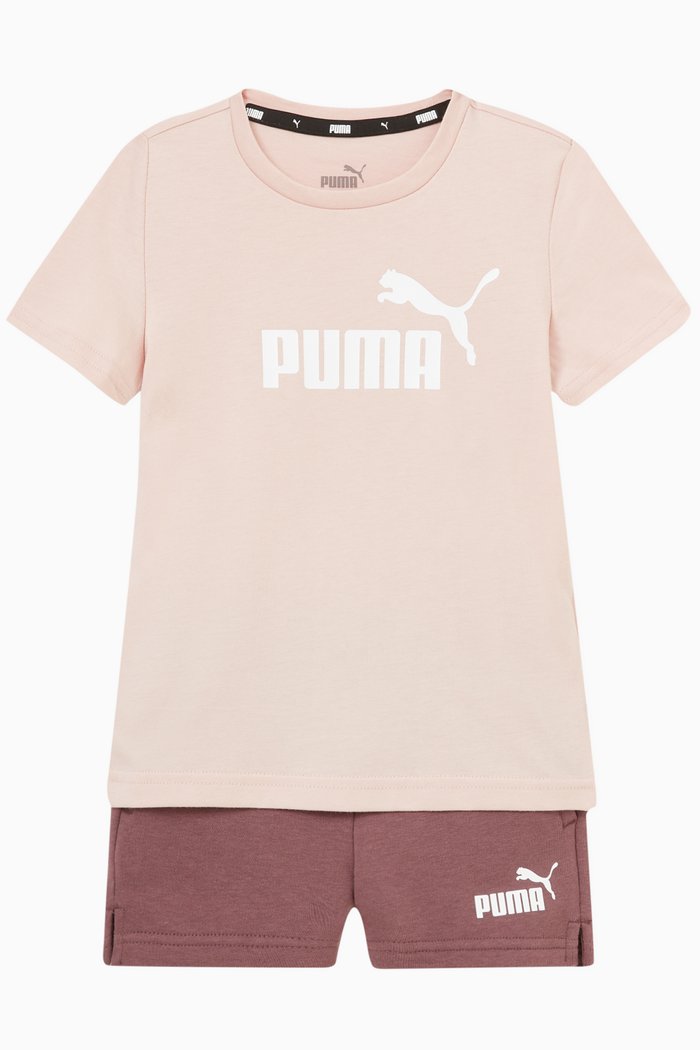 

Logo T-shirt & Shorts Set in Cotton, Pink