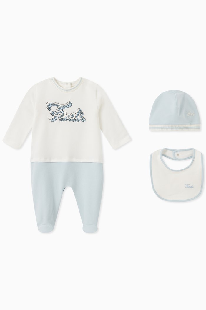 

Logo Jumpsuit, Hat and Bib Set, Blue