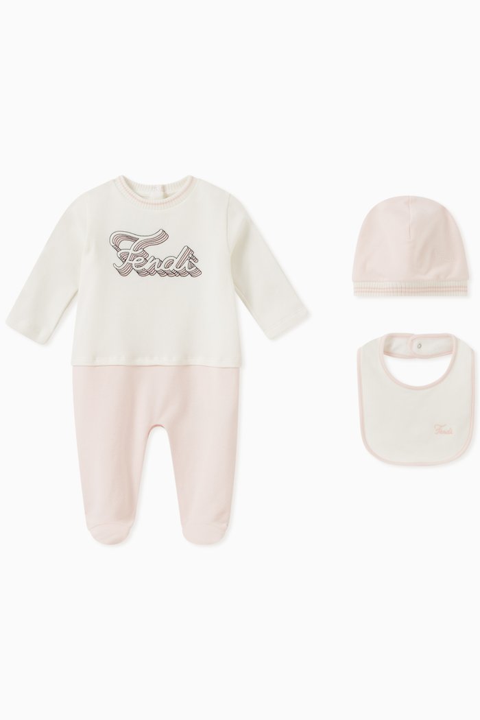

Logo Jumpsuit, Hat and Bib Set, Pink