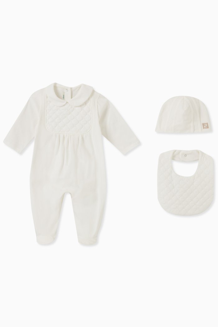 

Quilted Sleepsuit Set in Cotton, White